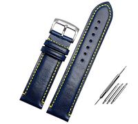 BNCXMO Per il cittadino sostitutivo AT8020 JY8078 Cinta di pelle vera elganna da bracciale da orologio blu 23mm con bracciale fibbia pieghevole (colore: chiusura a perno blu, dimensione: 23mm)