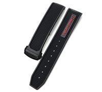 BNCXMO Per una fibbia di distribuzione in acciaio inossidabile cinghia di orologio Omega 20mm 21mm 22mm in silicone in gomma (colore: argento rosso nero, dimensione: 22 mm)