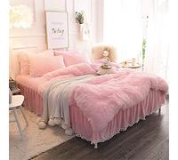 BNCXMO Set di coperture per Piumini in Pile da 4 Pezzi con Set di Biancheria da Letto Calda e Accogliente in Pizzo a Sfera Piccole in Doppia Regina Doppia, Grigio, Regina buona