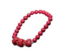 BNCXMO Stringa a mano, bracciale perline di bracciale cristallino da cinnabar rossa talismano