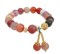 BNCXMO Stringa a mano, bracciale perline per donne Bracciale agata di gemma naturale 10mm Bilanciamento del chakra