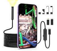 BNEHHOV Endoscopio per Smartphone, 1920P Telecamera Endoscopica con 8 Luci LED, IP67 Sonda Impermeabile Telecamera Ispezione Tubi con Cavo Semirigido da 5 m per Android, iOS Smartphone