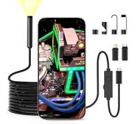 BNEHHOV Endoscopio per Smartphone, 1920P Telecamera Endoscopica, Telecamera Ispezione Tubi con 8 Luci LED, IP67 Sonda Impermeabile Cavo Semirigido da 5M Compatibile con Android e iOS