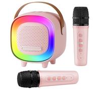 BNEHHOV Karaoke per Bambini, Mini Cassa Bluetooth con 2 Microfoni Wireless Karaoke, Canta tu Karaoke con Luce LED e Cambia Voce, Microfono Karaoke Giochi Bimba Regalo Giochi Bambina 3-12 Anni