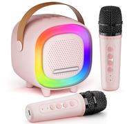 BNEHHOV Karaoke per Bambini, Mini Cassa Bluetooth con 2 Microfoni Wireless Karaoke, Canta tu Karaoke con Luce LED e Cambia Voce, Microfono Karaoke Giochi Bimba Regalo Giochi Bambina 3-12 Anni