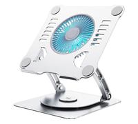 BNEI Supporto per laptop, girevole a 360°, ventola di raffreddamento a 180°, altezza regolabile da 5 a 30 cm, laptop fino a 16 pollici (argento)