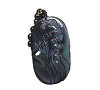BNfthRT Collana da uomo con pendente Guan Gong in ossidiana naturale di specie ghiaccio