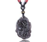 BNfthRT Collana da uomo e donna con ciondolo PiXiu in ossidiana naturale