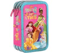 BNG Astuccio Scuola 3 Scomparti Cerniere PRINCIPESSE Bambina Colori GIOTTO Portapastelli 3 Zip Scuola Elementare