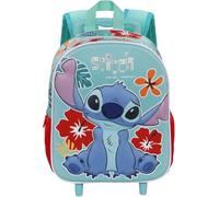 BNG Zaino Asilo Trolley STITCH 3D Zaino Zainetto Scuola Materna Bimba Bambina con Carrello 2 Ruote Stitch, celeste