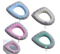 BNGXR 4 Pezzi Coprisedile per WC Copri-Ciambella, Estensibili Riutilizzabile Coprisedili per WC Universale Coprisedile per Toilette Spessa Morbida Copriwater in Tessuto con Anello di Fissaggio