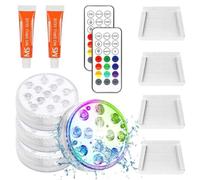 BNGXR 4 Pezzi Luci per Piscina,16 Colori Piscina IP68 Impermeabile LED, Immersione Subacquea Candele Subacquea Light con 2 Telecomando per Vasca da Bagno, Acquario, La Cerimonia Nuziale,Partito