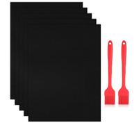 BNGXR 5 Pezzi BBQ Griglia Tappetini, 60x40cmTappetino Barbecue Resistente al Calore Antiaderente, Riutilizzabili Tappeto, Senza-PFOA, Facile da Pulire, per Griglia a Gas Carbone Forno Elettrica
