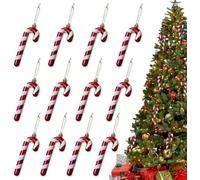 BNGXR Bastoncini di Zucchero, 12 Pezzi Albero di Natale Candy Cane, Alberi di Natale Stampelle di Plastica Dolci Decorazione da Appendere, Addobbi Natalizi Decorazioni Appendere Casa Festa