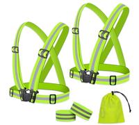 BNGXR Bretelle Catarifrangenti, 2Pcs Gilet Catarifrangente + 2 Nastri Riflettenti, Multiuso ad Alta visibilità Gilet Regolabile, per Tutti Sportive All'Aperto per Notturna