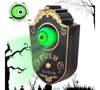 BNGXR Campanello con Un Occhio, Raccapricciante Campanello di Halloween con Suoni Spettrali Animati Eyeball Campanello con Illuminato Verde Decorazione per Halloween per Casa Stregata (Nero)