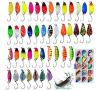 BNGXR Cucchiaini da Pesca Esche Artificiali, 43 Pezzi Esche Per La Pesca Alla Trota, Ideali per Trote, Spigole e Persici, Luccio Spoon Kit Con Scatola