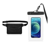 BNGXR Custodia Impermeabile Smartphone, Borsa Impermeabile Mare, Sacca Stagna Universale, IPX8 Marsupio Custodia Smartphone Cintura Regolabile, per Sport Pesca Vela Canottaggio (In Bianco e Nero)