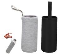 BNGXR Custodia per Bottiglia in Vetro, 2 Pezzi Custodia in Neoprene per Bottiglie, 550 ML Coperchio per Bottiglia in Neoprene per Accumulo di Calore Campeggio (Nero Grigio)