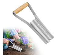 BNGXR Fioriera di cipolle, fioriera a bulbi, attrezzi da giardino in acciaio inox, vanga forata con manico in legno e scala di profondità, per la semina di semi in giardini