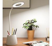 BNGXR Lampada da Scrivania LED, Lampada da Tavolo con Occhi-Cura, Lampada da Lettura Dimmerabile con 3 Modalità di Illuminazione, Lampada Scrivania Ricaricabile Girevole con Portapenne