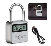 BNGXR Lucchetto Smart Con Display LCD - Blocco Tempo Digitale Ricaricabile USB, Massimo 99 Ore, Antiscasso in Metallo (Argento)