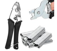 BNGXR Pinza per Anelli di Maiale,gabbia a rete con 1200 clip,Kit di Pinze per Anelli Unghie Tipo M,Kit di pinze per anelli di maiale Multifunzionale,per Animali Domestici,Rete Metallica,Materassi