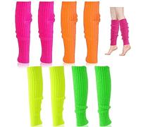 BNGXR Scaldamuscoli, 4 paia 50 CM Donne 80s Neon Knit Scaldamuscoli Pura Colore Scaldamuscoli per Gambe Semplice Accessori Aerobici Calze per Feste a Tema, Carnevale
