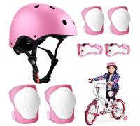 BNGXR Set di Casco Protezione Bambini, 5 in 1 Casco Bici Protezioni Set per 3-11 Anni Regolabile Polso Ginocchiere Protezione per Skateboard Hoverboard Pattini in Linea