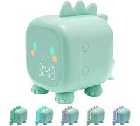 BNGXR Sveglia Digitale per Bambini, Sveglia Dinosauro Digitale da Comodino, Comodino Trainer per Il Sonno per Bambini, Luce Notturna Colorata a Tempo Ricaricabile USB (Verde)