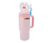 Bnineteenteam Carino Berretto di Fontane di Balene, Bottiglia d'Acqua Isolata in Acciaio Inossidabile della Fontana con Impugnatura, Tazza di Paglia da 710 Ml di Base per Viaggi, Scuola (ROSEO)