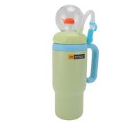 Bnineteenteam Carino Berretto di Fontane di Balene, Bottiglia d'Acqua Isolata in Acciaio Inossidabile della Fontana con Impugnatura, Tazza di Paglia da 710 Ml di Base per Viaggi, Scuola (Green)