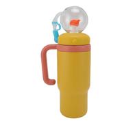 Bnineteenteam Carino Berretto di Fontane di Balene, Bottiglia d'Acqua Isolata in Acciaio Inossidabile della Fontana con Impugnatura, Tazza di Paglia da 710 Ml di Base per Viaggi, Scuola (Yellow)