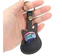 Bnineteenteam Custodia per plettro per Chitarra a Forma di Chitarra Custodia per plettro per Chitarra in Pelle PU con 5 Pezzi Colorati per chitarristi(Nero)