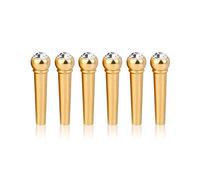 Bnineteenteam Perni per Ponti Chitarra, Perni per Ponte Chitarra in Materiale Ottone con Testa in Cristallo DOT Decor (6 Pezzi)(Bianca)