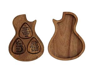 Bnineteenteam Plettro per Chitarra In Legno, 3 pezzi, Con Custodia, Supporto per Plettro, per Guitaristi Classici, Elettrici, Folk
