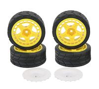 Bnineteenteam Pneumatici per Ruote RC, 4 Pezzi di Pneumatici in Gomma per Auto da Rally Piatti 1/10 RC con Aletta per Parti di Aggiornamento Dell'auto(Giallo) Flauta, Flauta