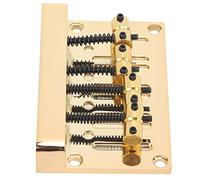 Bnineteenteam Ponte per Chitarra, Piastra Fissa a Sella in Lega di Zinco Dorata con Altezza Regolabile per Basso Elettrico, Kit di Sostituzione a 4 Corde di Facile Installazione