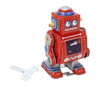 Bnineteenteam Robot retrò Che Finisce, Giocattolo in Ferro Orologio Vintage, Robot Fatto a Mano per caffè, Bar, Ristorante con Decorazione Unica per la Casa (Rosso)