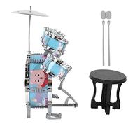 Bnineteenteam Set di Batteria per Bambini, Kit di Batteria Cartoon con 5 Tamburi e 1 Piatto, Dimensioni Compatte per Ragazzi e Ragazze da 1 a 6 Anni (BLUE)