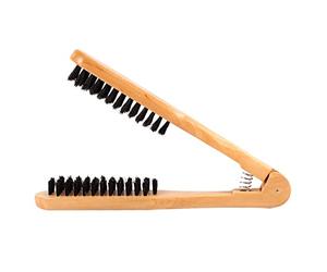 Bnineteenteam Spazzola per Lisciare i Capelli, Manico in Legno, Design a Doppia Spazzola, Liscia i Capelli, Adatta a Tutti i di