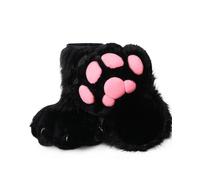 BNLIDES Cosplay Animale Gatto Lupo Cane Volpe Fursuit Piedi Zampa Artiglio Scarpette Pelose Stivali Pelosi Accessori Costume per Adulti (Nero