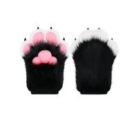 BNLIDES Cosplay Fursuit Paw Guanti Peloso Artiglio Guanti Built-in Fischietto Decompressione Giocattoli Costume Party Accessori per Adulti, Nero-bianco, Medium