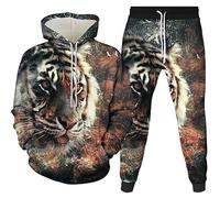 BNMKYTWASJP Tuta da uomo con tigre 3D, 2 pezzi, stile casual, tuta da jogging e atletica, Uomo1, L