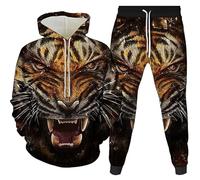 BNMKYTWASJP Tuta da uomo con tigre 3D, 2 pezzi, stile casual, tuta da jogging e atletica, Uomo2, L