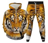BNMKYTWASJP Tuta da uomo con tigre 3D, 2 pezzi, stile casual, tuta da jogging e atletica, Uomo4, L