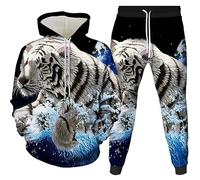 BNMKYTWASJP Tute da uomo 3D Tiger Tute da uomo Athletic Set 2 pezzi tuta tuta, Tigre 1, L