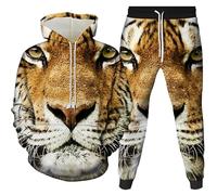 BNMKYTWASJP Tute da uomo 3D Tiger Tute da uomo Athletic Set 2 pezzi tuta tuta, Tigre 2, L
