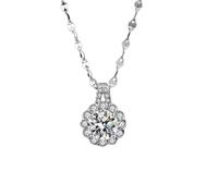 BnMvF Elegante Collana con Ciondolo Moissanite per le Donne - Gioielli in Argento Sterling 925, Perfetti per l'Abbigliamento Quotidiano e Regali (Catena Regolabile da 18 Pollici) (Argento)