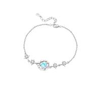 BnMvF Moonstone Zircone Bracciale S925 Argento Sterling, Pluto e Charon Bracciale, 17cm + 3cm Extender, Gioielli Regali per le Donne (Amicizia, Anniversario) (Oro,Taglia unica)